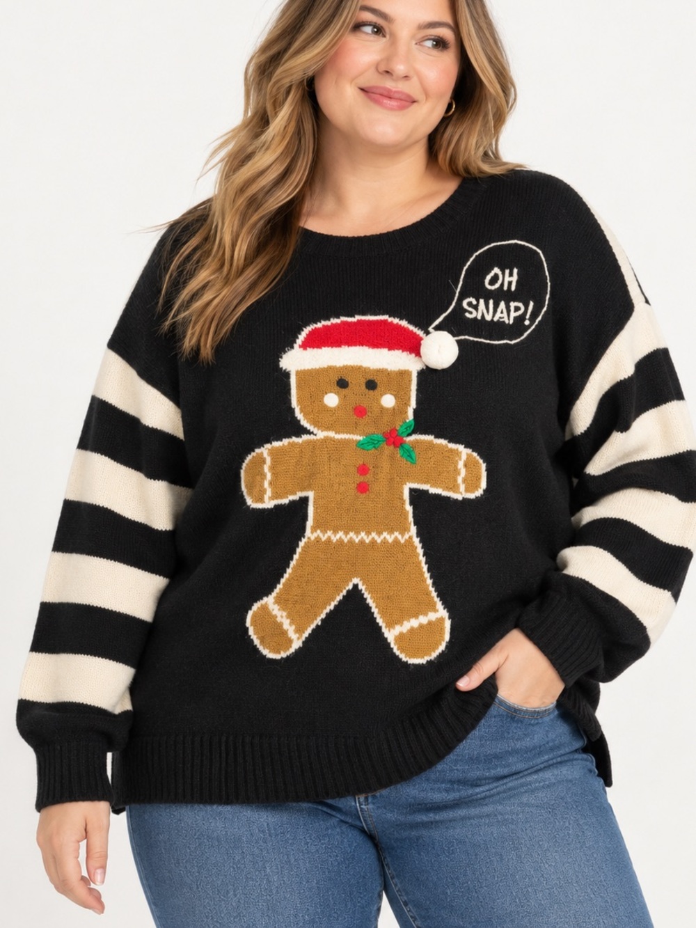 Blizzard Bay Gingerbread Christmas Sweater 3X Oh Snap Holiday Pullover